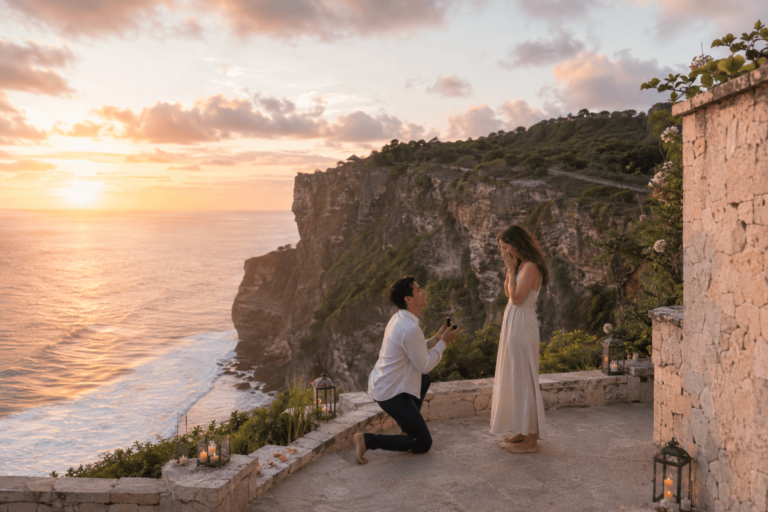 Cliff Proposal in Bali — breathtaking surprise proposal moment and emotional reaction