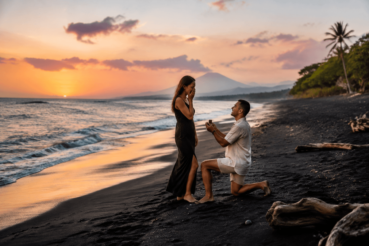 Plan an extraordinary marriage proposal in Bali — breathtaking surprise proposal moment and emotional reaction