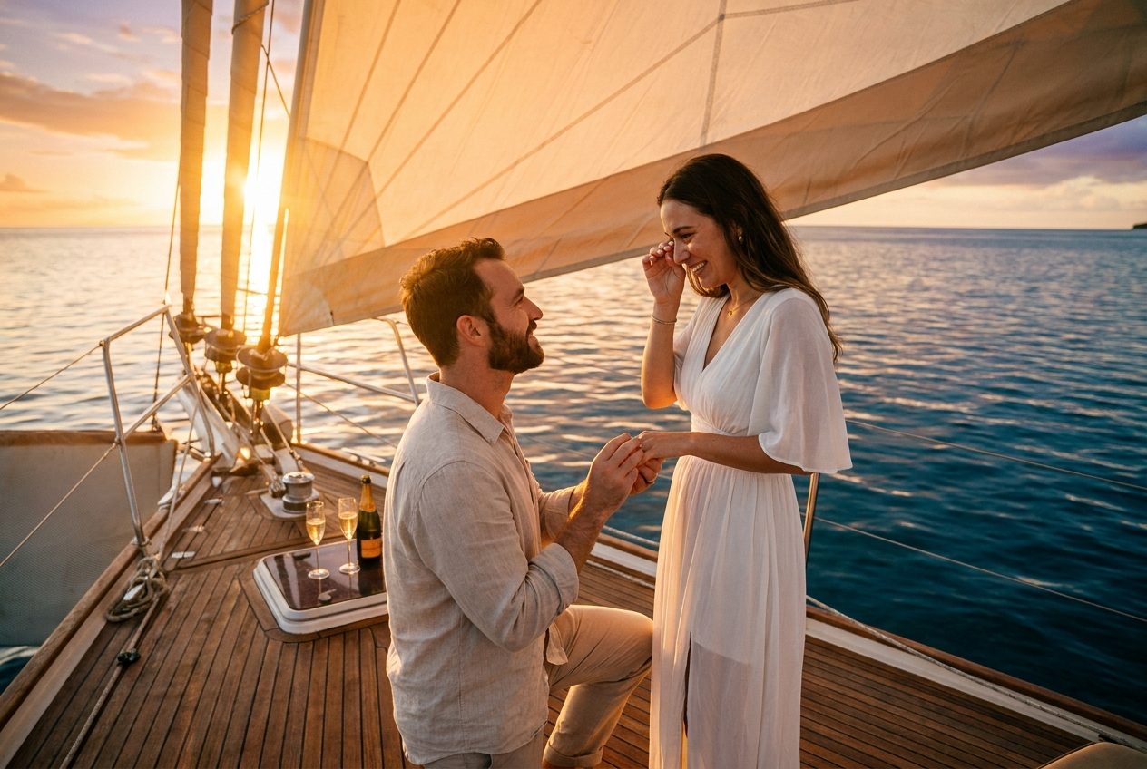 A sunset catamaran proposal