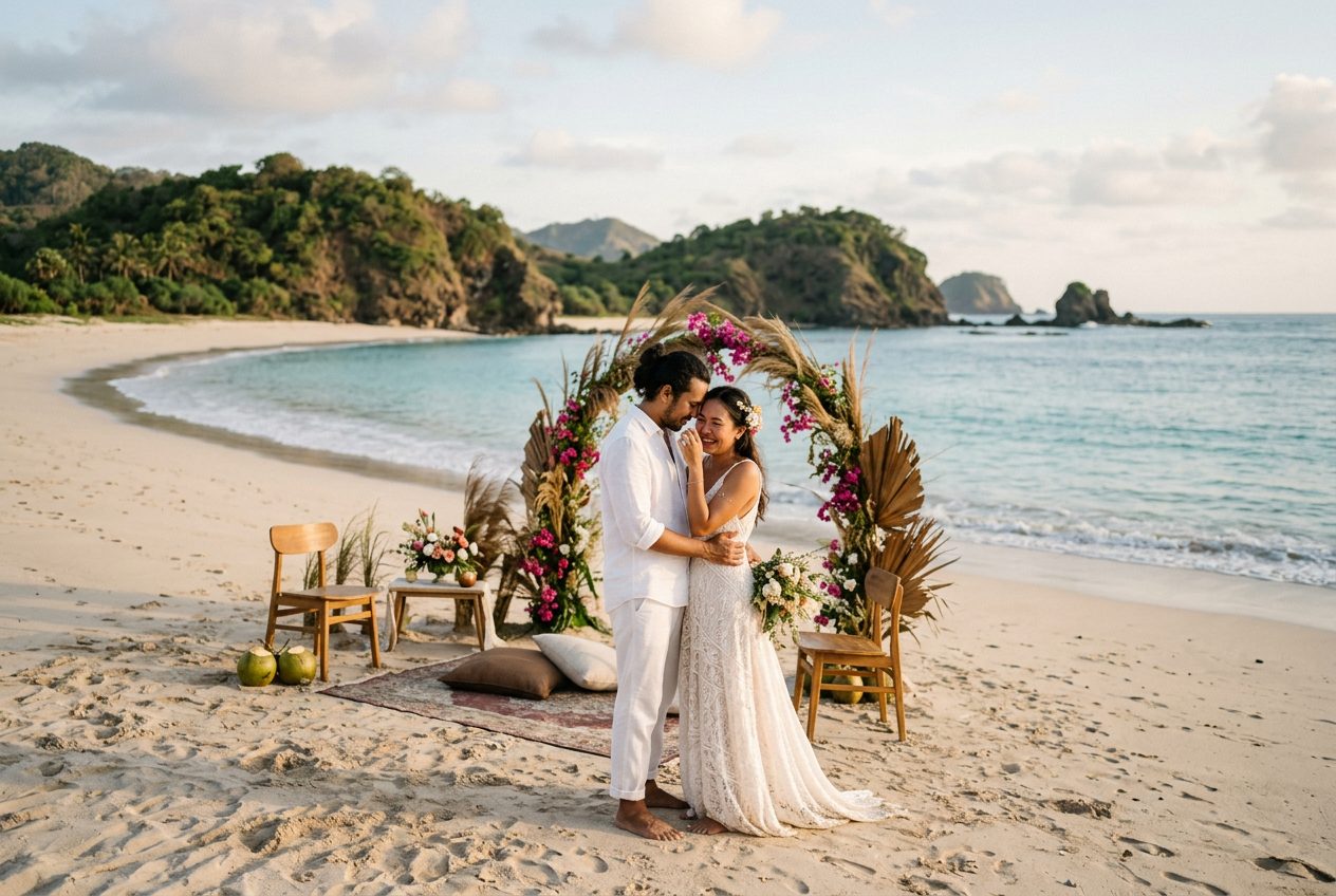 Tanjung Aan empty beach — a proposal scenario we plan in Lombok