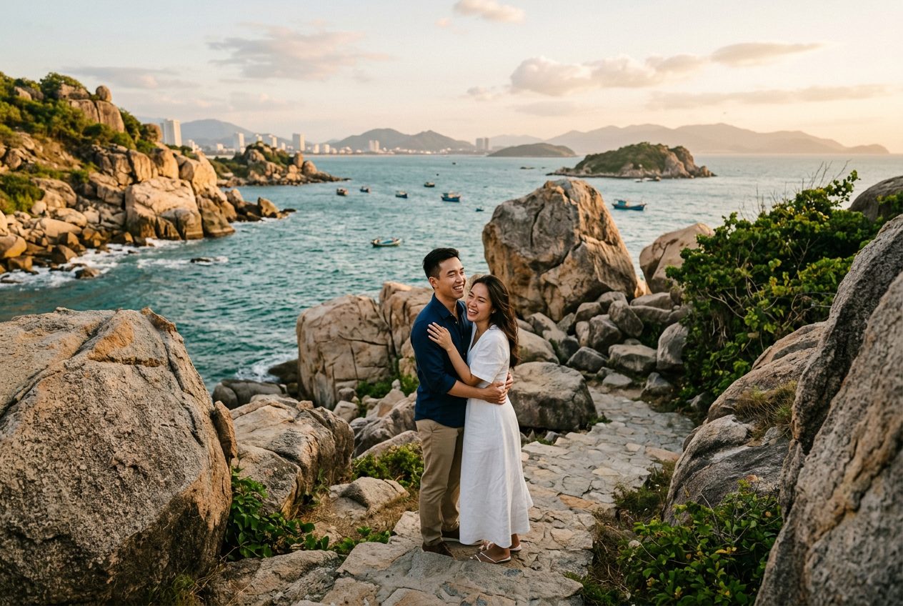 Hon Chong Promontory in Nha Trang — a romantic spot to propose (rocky headland with framed sea views north of the city)