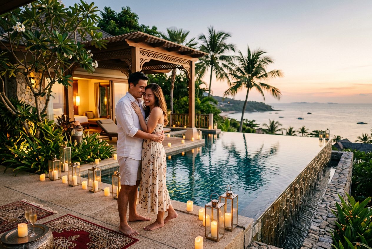 Private pool villa, Jomtien in Pattaya — a romantic spot to propose (quiet south-end villa, candle-lit terrace)