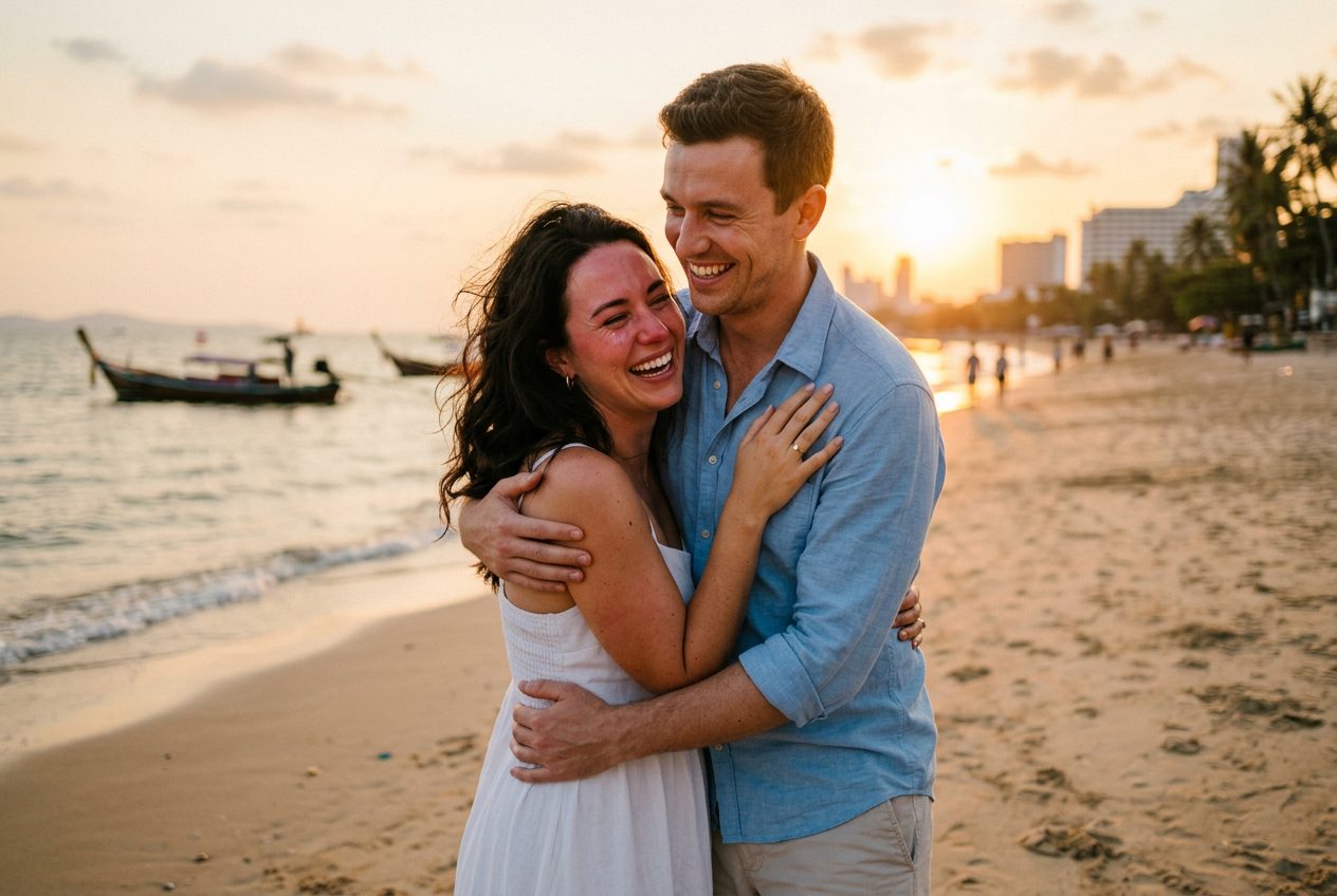 'She said yes' — a couple just engaged in Pattaya