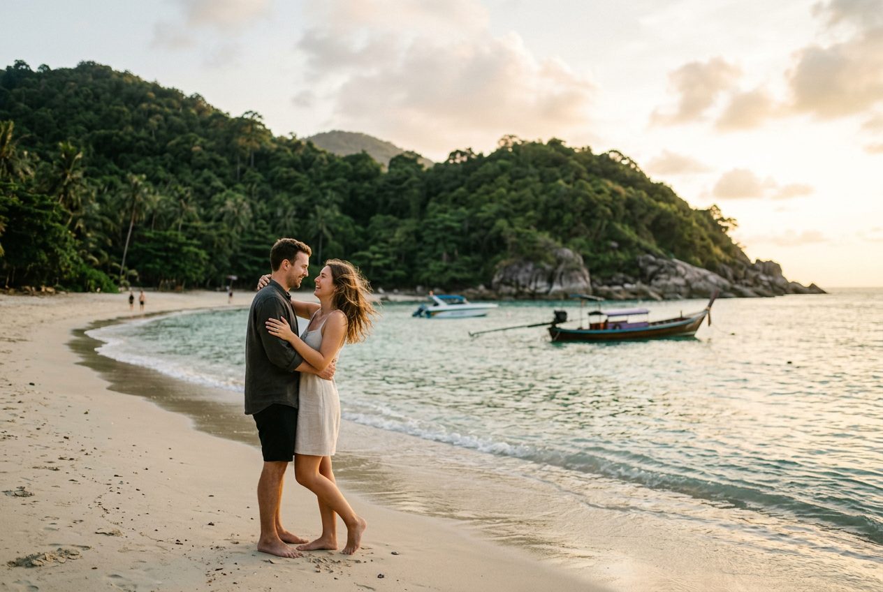 Bottle Beach (Haad Khuat) in Koh Phangan — a romantic spot to propose (remote north cove, boat access only, near-empty)