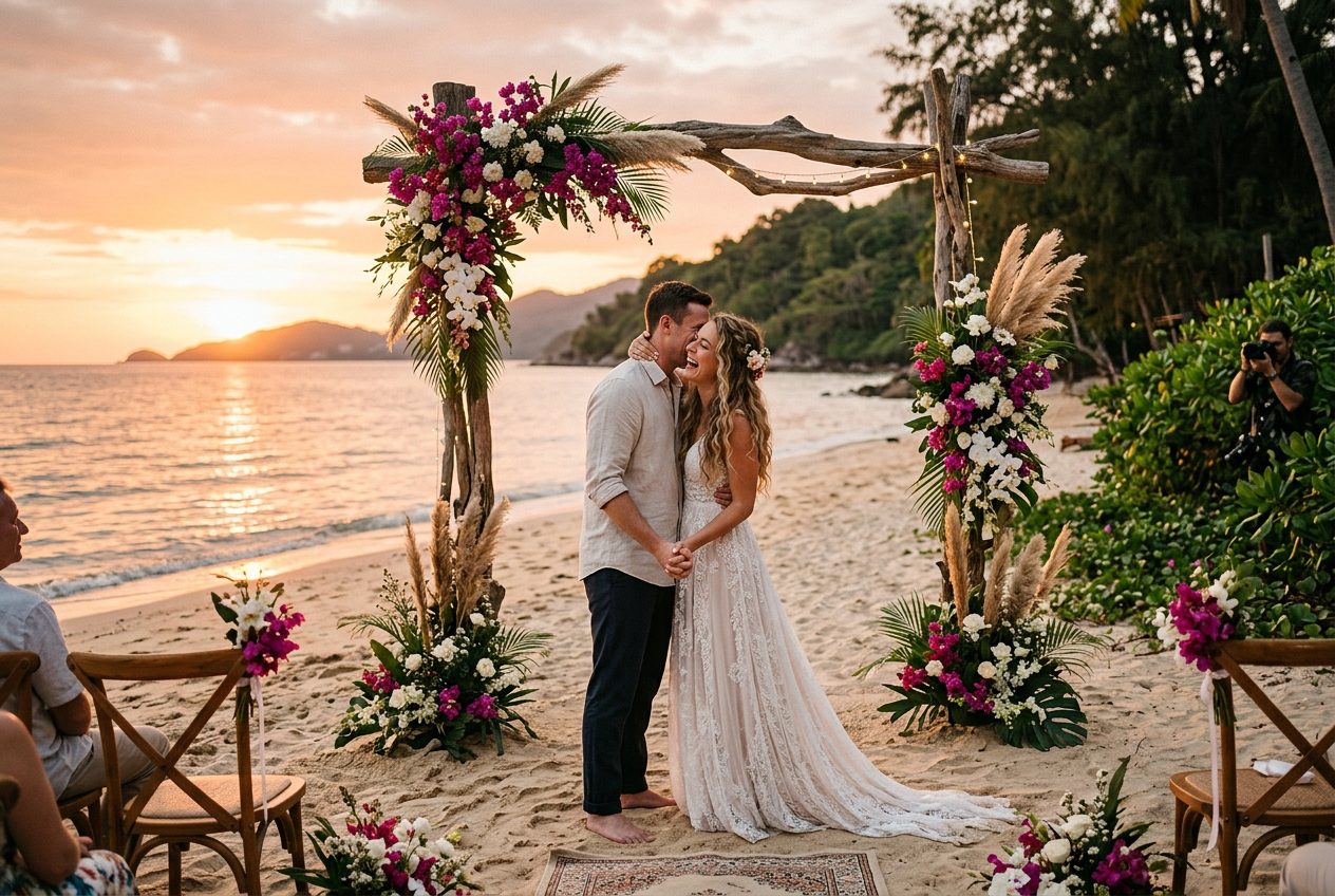 Zen Beach sunset — a proposal scenario we plan in Koh Phangan