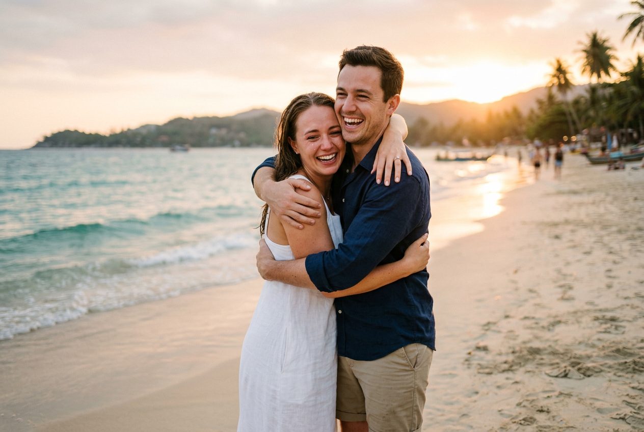 'She said yes' — a couple just engaged in Koh Phangan