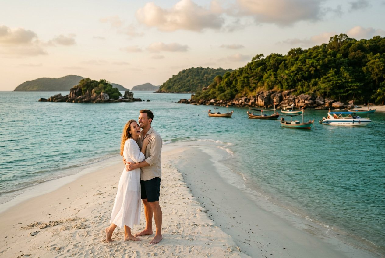 An Thoi archipelago sandbar in Phu Quoc — a romantic spot to propose (boat-access sandbar among the southern islands)