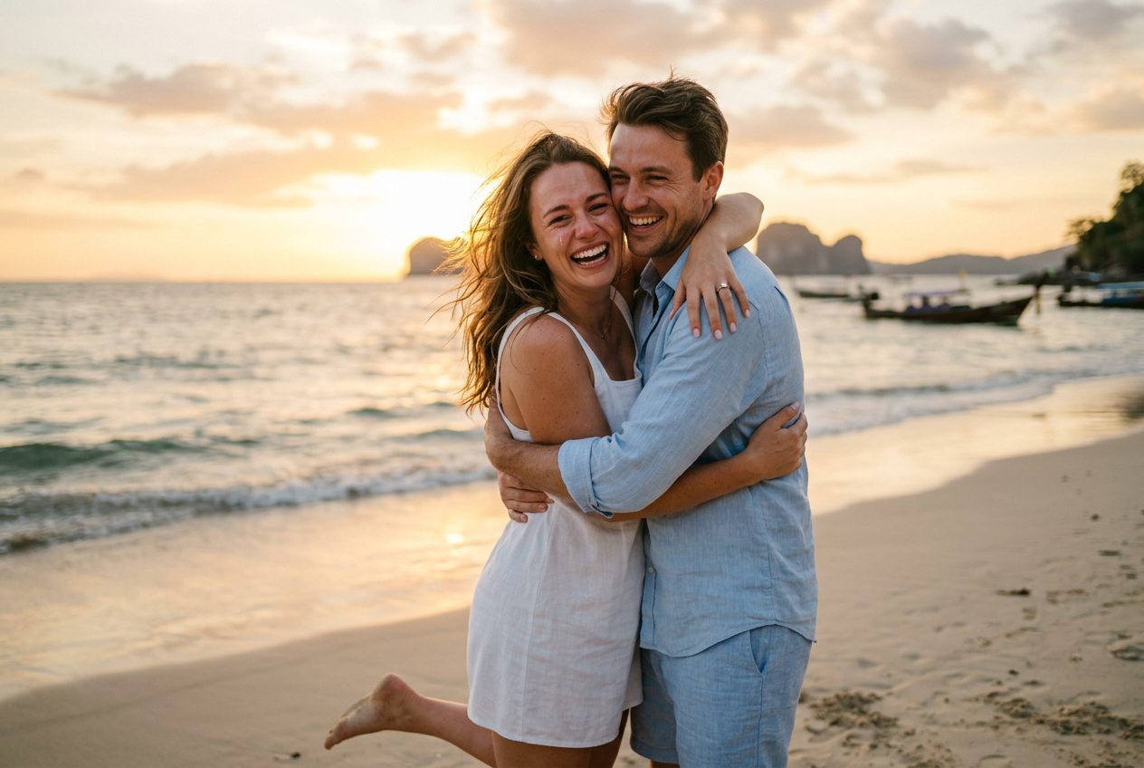 'She said yes' — a couple just engaged in Phuket