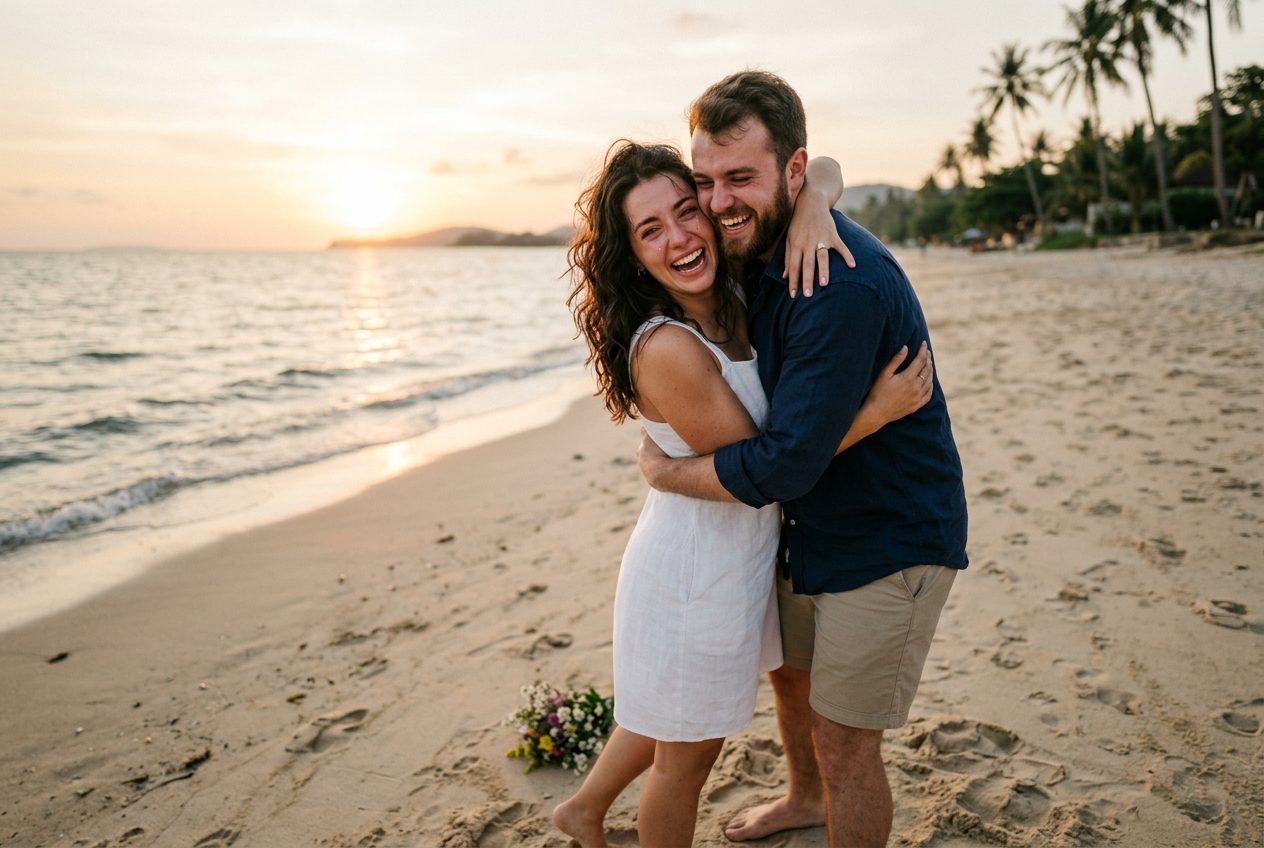 'She said yes' — a couple just engaged in Koh Samui